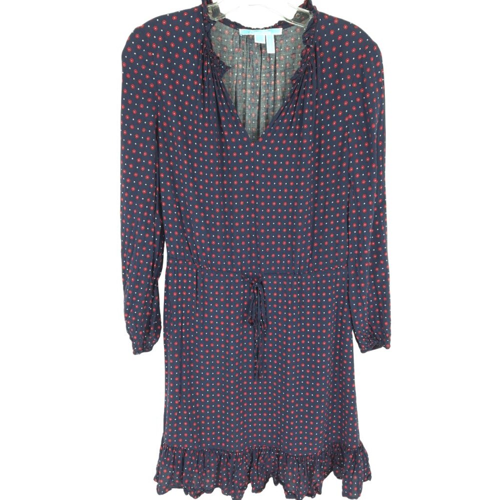 Draper James Dress Polka Dot Floral Mini Blue Red White Girly Feminine Peasant S